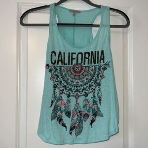 Charlotte Russe California Tanktop, Sea Blue Color,Medium